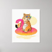 Flamingo | Funny Chillin Flamingo Tiger Friends Canvas Afdruk (Voorkant)