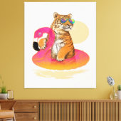 Flamingo | Funny Chillin Flamingo Tiger Friends Canvas Afdruk (Insitu (Woonkamer))