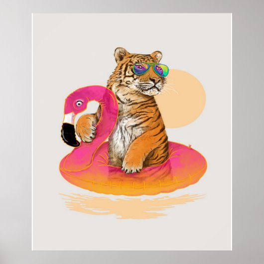 Flamingo | Funny Chillin Flamingo Tiger Friends Poster (Voorkant)