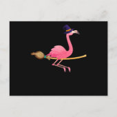 Flamingo | Funny Flamingo Witch Halloween Aankondigingskaart (Voorkant)