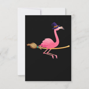 Flamingo   Funny Flamingo Witch Halloween Bedankkaart