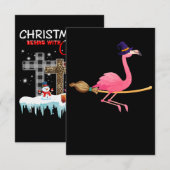 Flamingo | Funny Flamingo Witch Halloween Bedankkaart (Voorkant / Achterkant)