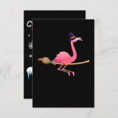 Flamingo| Funny Flamingo Witch Halloween Kaart (Voorkant / Achterkant)