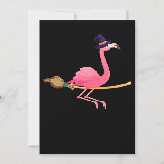 Flamingo | Funny Flamingo Witch Halloween Save The Date (Voorkant)