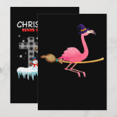 Flamingo | Funny Flamingo Witch Halloween Save The Date (Voorkant / Achterkant)