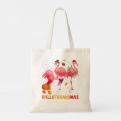 Flamingo Funny Happy HalloBedanktMas Tote Bag (Achterkant)