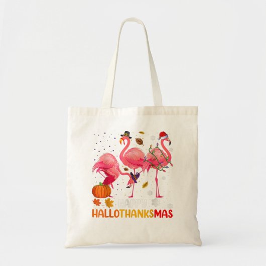 Flamingo Funny Happy HalloBedanktMas Tote Bag (Voorkant)