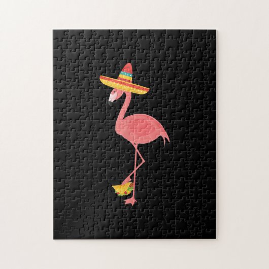Flamingo Funny Mexican Food Taco Lover Gift Legpuzzel (Verticaal)