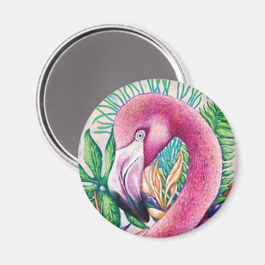 Flamingo Funny Schattige Cool Unique Fine Art Magn Magneet (Voorkant / Achterkant)