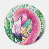 Flamingo Funny Schattige Cool Unique Fine Art Magn Magneet (Voorkant)