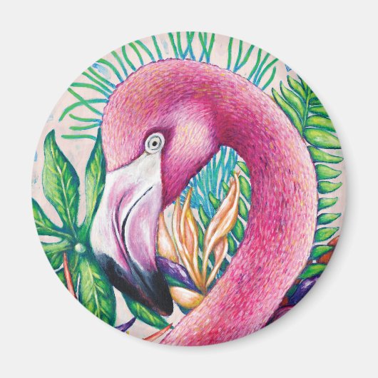 Flamingo Funny Schattige Cool Unique Fine Art Magn Magneet (Voorkant)