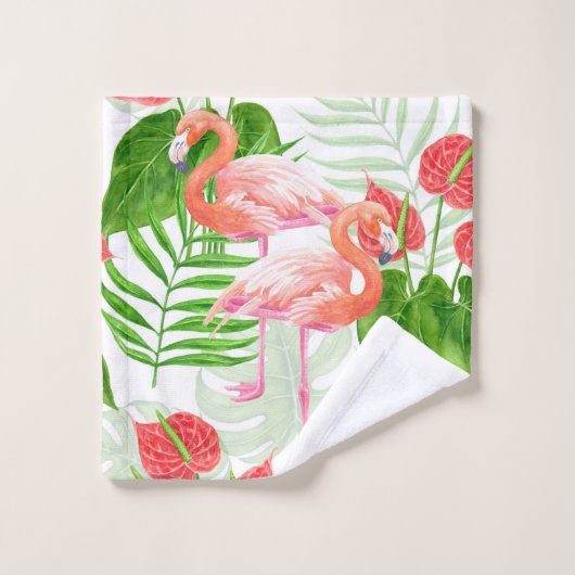Flamingo garden bad handdoek (Wasdoekje)