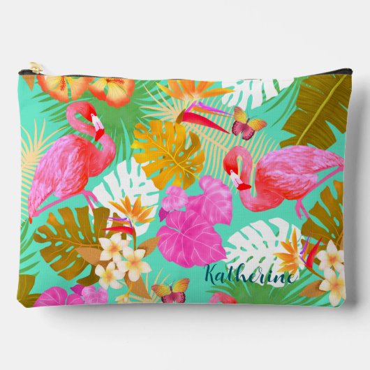 Flamingo Garden Blauwgroen Etui (Voorkant)