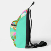 Flamingo Garden Blauwgroen Sling Bag (Rechts)
