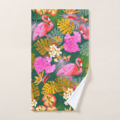 Flamingo Garden Donkergroen Bad Handdoek (Handdoek)