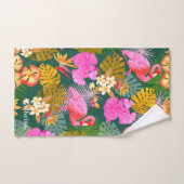 Flamingo Garden Donkergroen Bad Handdoek (Handdoek)