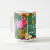 Flamingo Garden Donkergroen Koffiemok (Voorkant links)