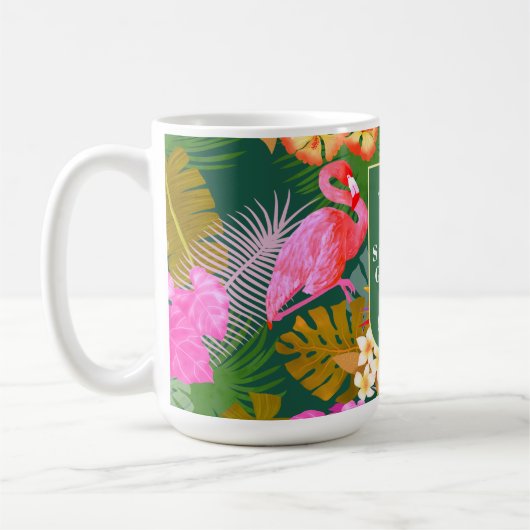 Flamingo Garden Donkergroen Koffiemok (Links)