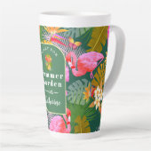 Flamingo Garden Donkergroen Latte Mok (Rechterhoek)