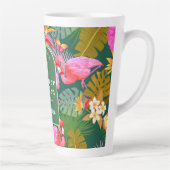 Flamingo Garden Donkergroen Latte Mok (Rechts)