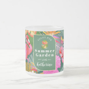 Flamingo Garden Donkergroen Matglas Koffiemok