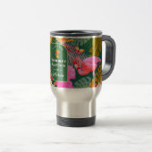 Flamingo Garden Donkergroen Reisbeker (Voorkant rechts)