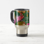 Flamingo Garden Donkergroen Reisbeker (Voorkant links)