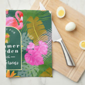 Flamingo Garden Donkergroen Theedoek (Quarter Fold)