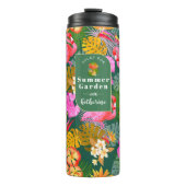 Flamingo Garden Donkergroen Thermosbeker (Voorkant)