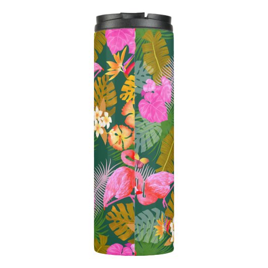 Flamingo Garden Donkergroen Thermosbeker (Achterkant)
