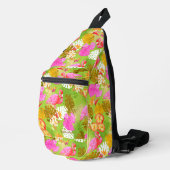 Flamingo Garden Heldergroen Sling Bag (Rechterhoek)