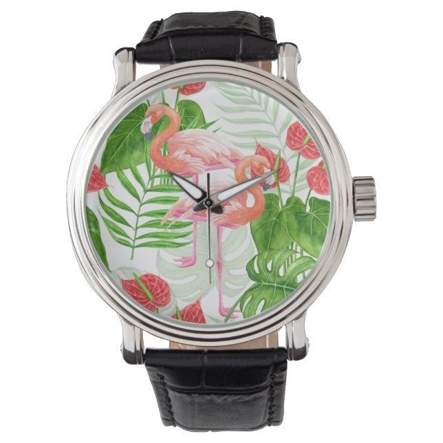 Flamingo garden horloge (Voorkant)