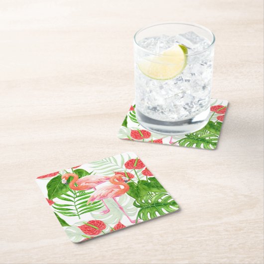 Flamingo garden kartonnen onderzetters (Insitu)