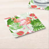 Flamingo garden kartonnen onderzetters (Schuin)