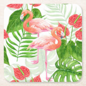Flamingo garden kartonnen onderzetters (Voorkant)