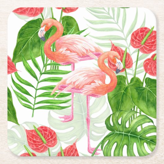 Flamingo garden kartonnen onderzetters (Voorkant)