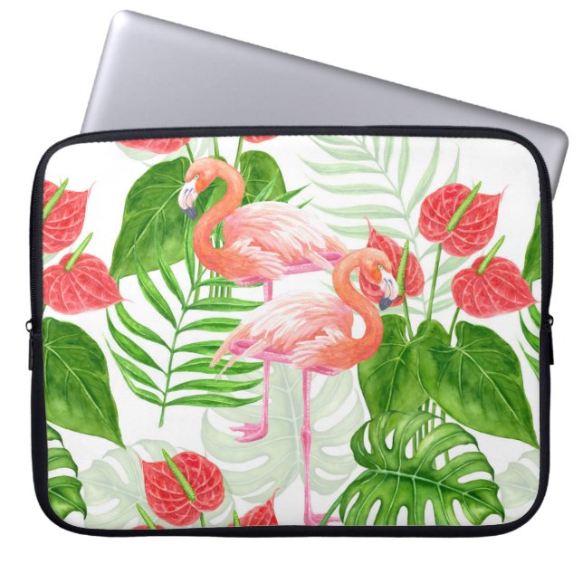 Flamingo garden laptop sleeve (Voorkant)