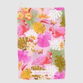 Flamingo Garden Pink Golfhanddoek (Voorkant)