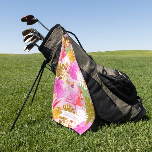 Flamingo Garden Pink Golfhanddoek (Groen)