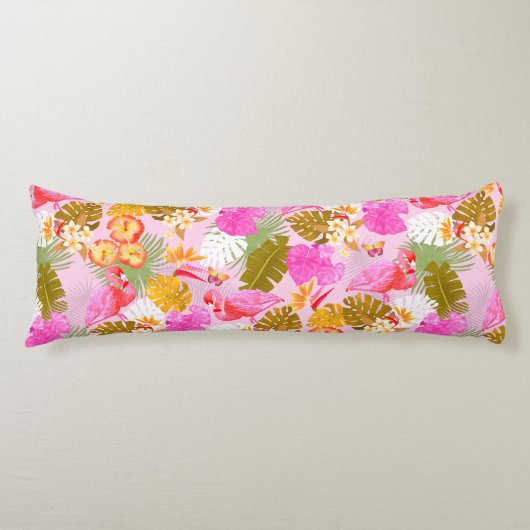 Flamingo Garden Pink Lichaamskussen (Voorkant)