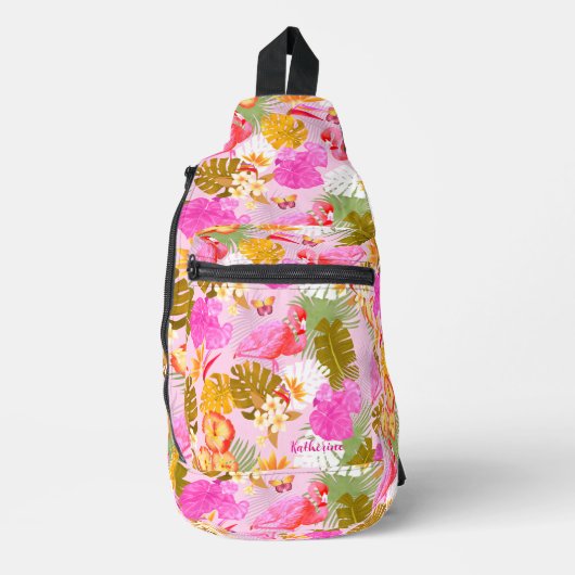 Flamingo Garden Pink Sling Bag (Voorkant)