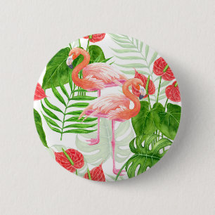 Flamingo garden ronde button 5,7 cm