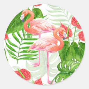 Flamingo garden ronde sticker