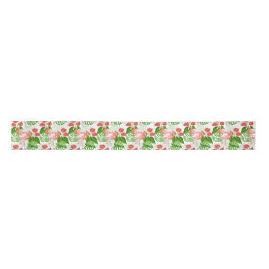 Flamingo garden satin ribbon satijnen lint (Voorkant)