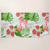 Flamingo garden strandlaken (Voorkant)