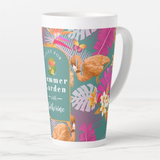 Flamingo Garden Turquoise Latte Mok (Rechterhoek)