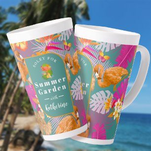Flamingo Garden Turquoise Latte Mok
