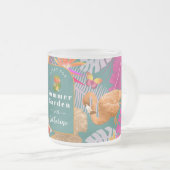 Flamingo Garden Turquoise Matglas Koffiemok (Voorkant rechts)