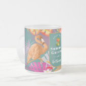 Flamingo Garden Turquoise Matglas Koffiemok (Voorkant links)