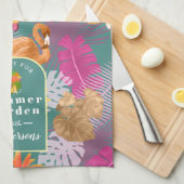 Flamingo Garden Turquoise Theedoek (Quarter Fold)